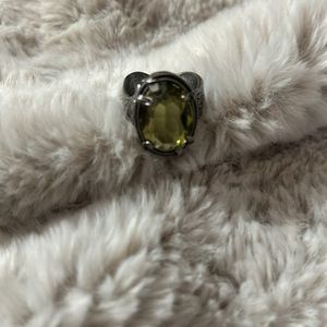 Silpada Sterling Olivine Swarovski Crystal Wave Floral Band Ring -7